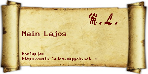 Main Lajos névjegykártya